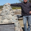 Warner Naziel and plaque at Ootsa Lake