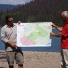 David deWit, Francois Depey display the map of the 6 Parks on Wet'suwet'en Territory.